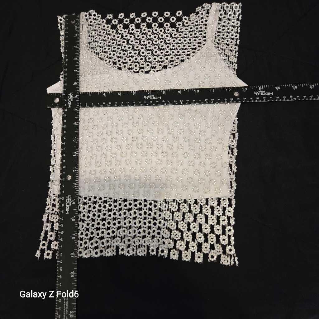 House Of Harlow 1960 White Beaded Mesh Crop Top — image 4 of 8